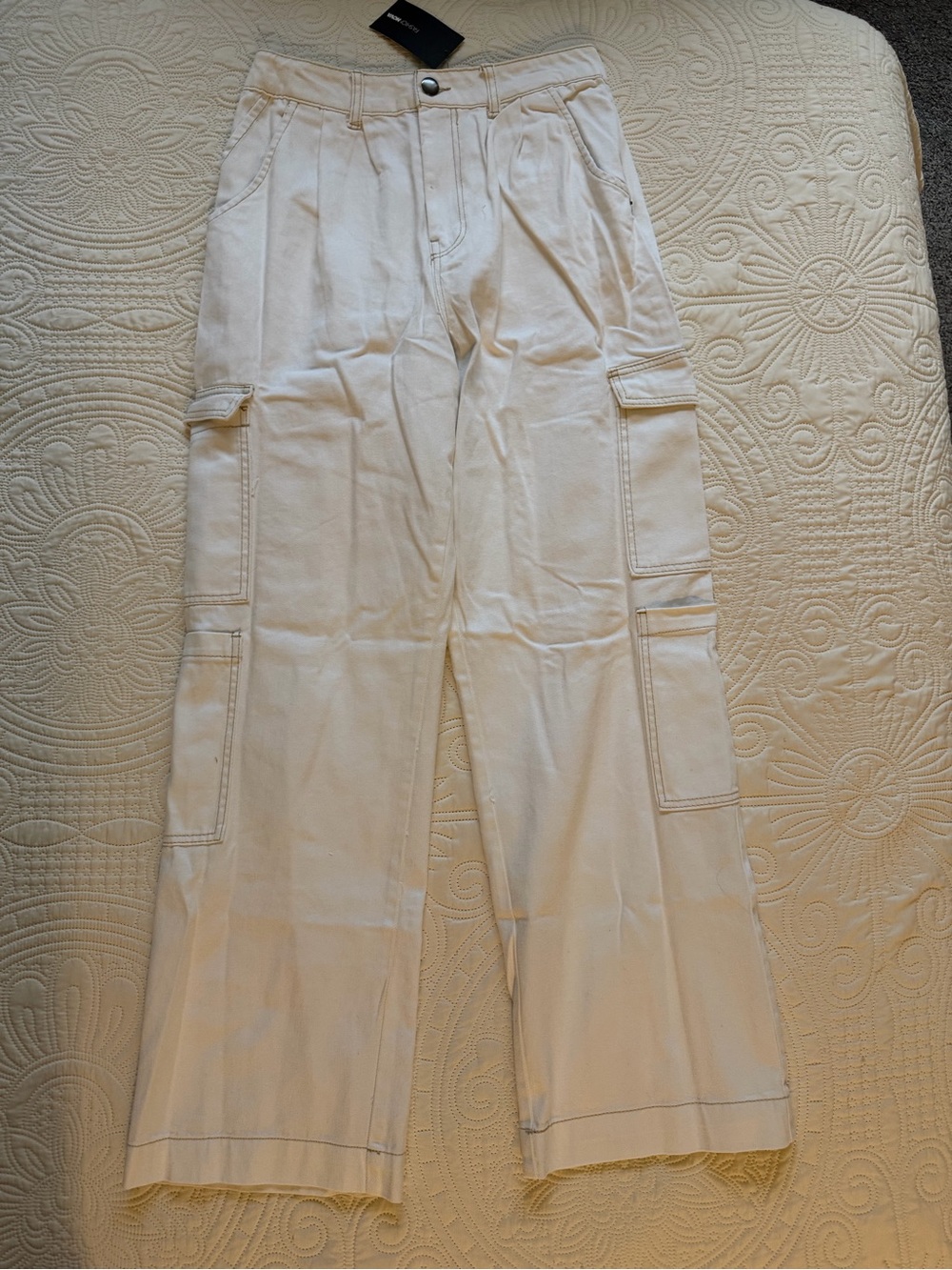 Fashion Nova The Complete Package Cargo Boyfriend Jeans in White